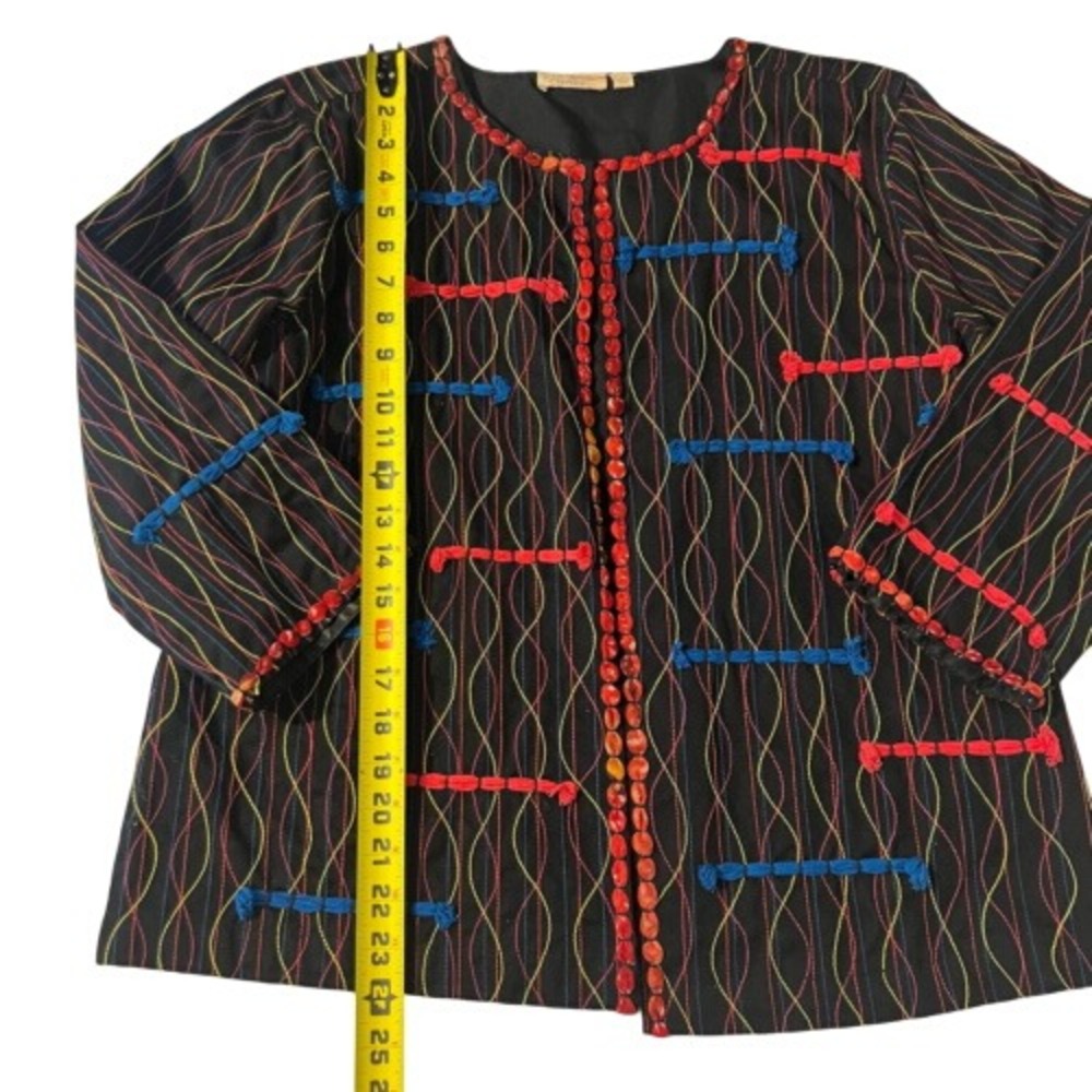 Choices Colorful Long Sleeve Cotton Jacket Embroidered Psychedelic Funky Vintage - Picture 6 of 8